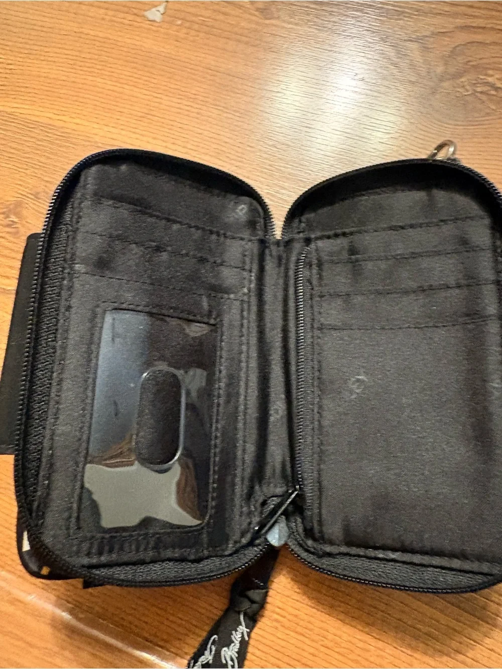 Vera Bradley Black Quilted Wristlet Phone Wallet with Logo Plate